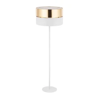 Floor lamp E27 – round white shade, gold accent - Image 3