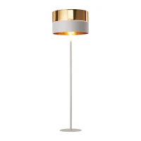 Floor lamp E27 – round white shade, gold accent - Image 4