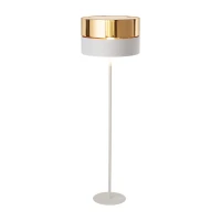 Floor lamp E27 – round white shade, gold accent - Image 5