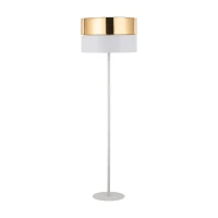 Floor lamp E27 – round white shade, gold accent - Image 8