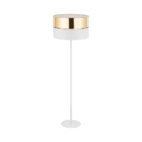 Floor lamp E27 – round white shade, gold accent - Image 1