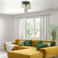 Ceiling lamp 3xE27 – round, black and gold, glass shades - Image 3
