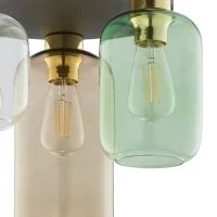 Ceiling lamp 3xE27 – round, black and gold, glass shades - Image 4