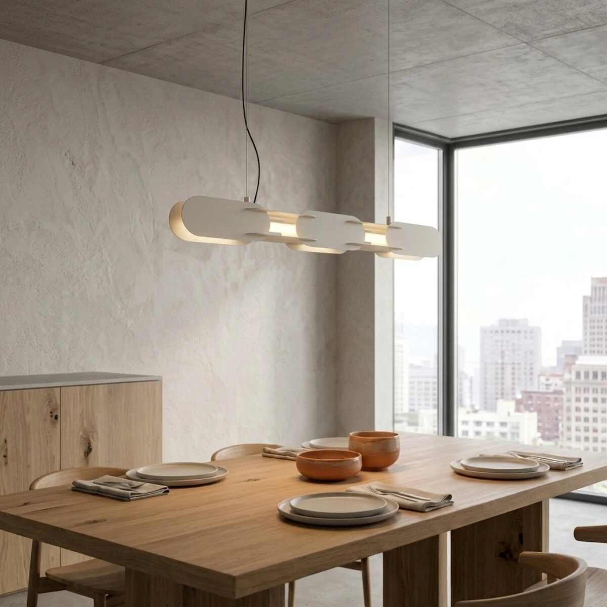 Pakabinamas LED šviestuvas 91 cm – linijinis, smėlio, DALI