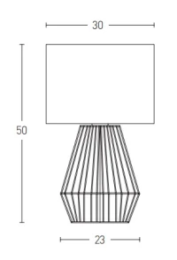 Natūralaus pinto dizaino stalo lempa su audinio gaubtu - Nuotrauka 4