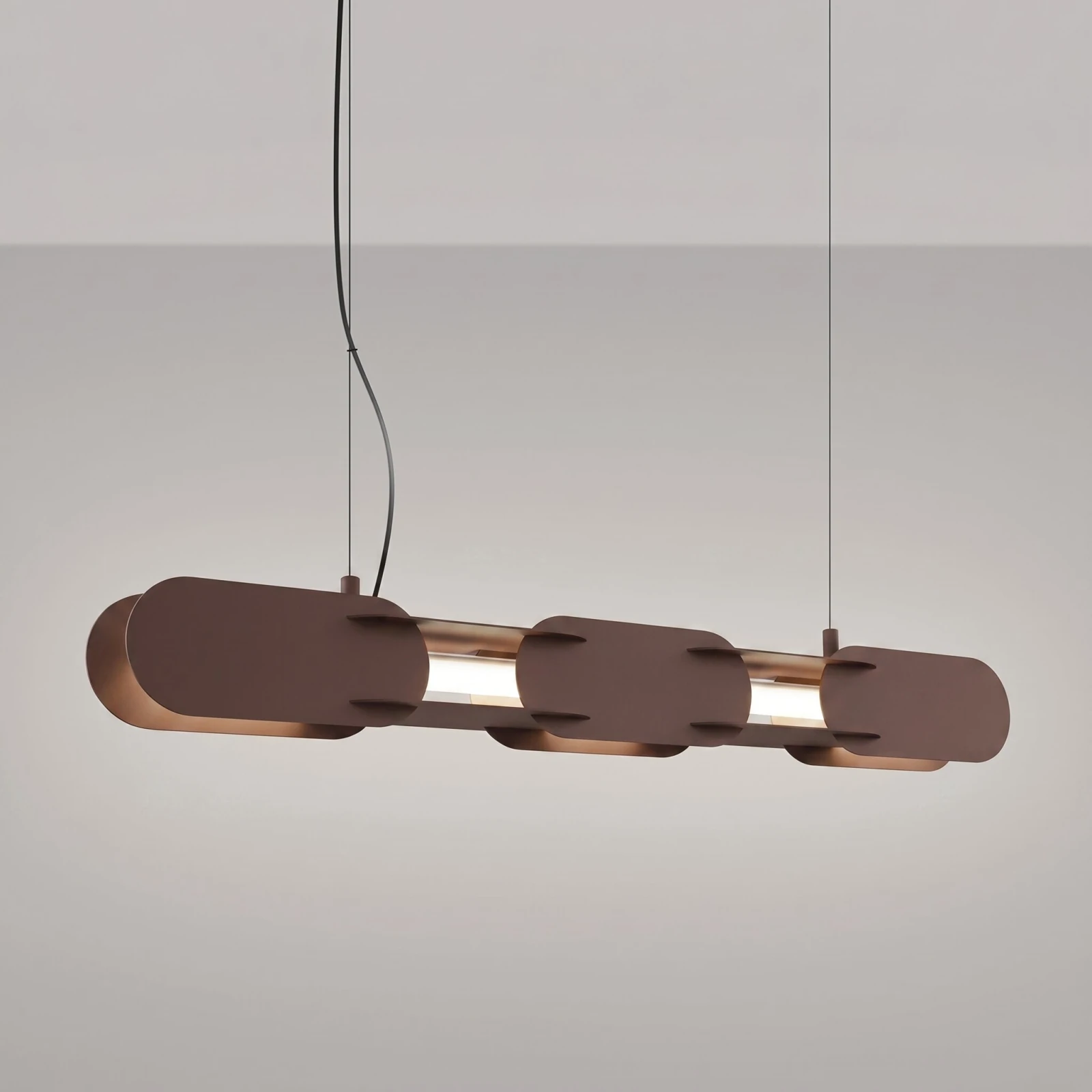 Pakabinamas LED šviestuvas 91 cm – linijinis, smėlio rudas, DALI