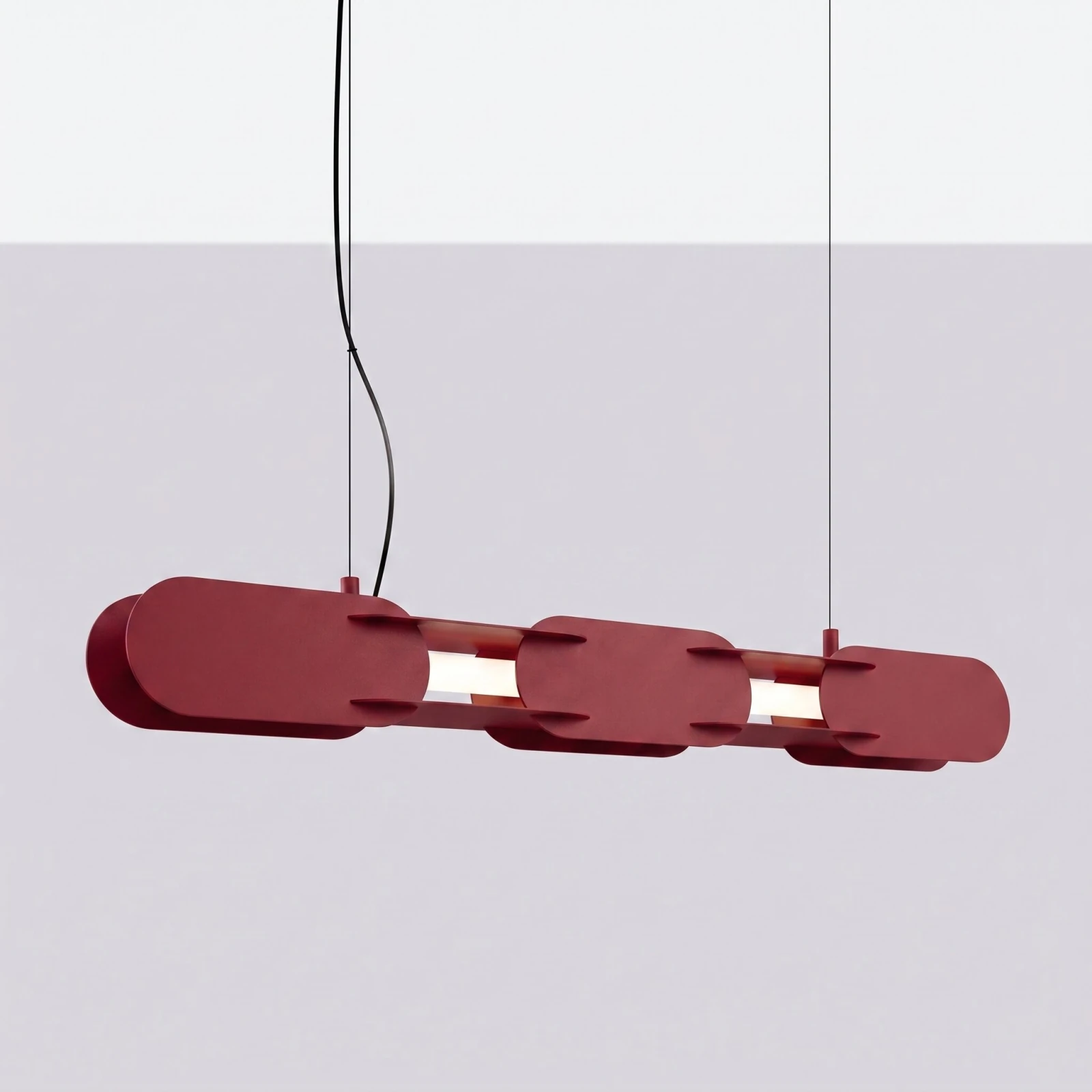 Pakabinamas šviestuvas 91 cm – linijinis, burgundinis, DALI dimdymas