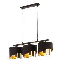 3xE27 pendant light – linear black frame, gold inner shades - Image 4