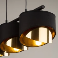 3xE27 pendant light – linear black frame, gold inner shades - Image 5