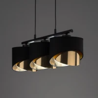 3xE27 pendant light – linear black frame, gold inner shades - Image 6