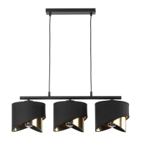 3xE27 pendant light – linear black frame, gold inner shades - Image 7