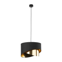 E27 pendant light – round, black, gold inner shade - Image 2