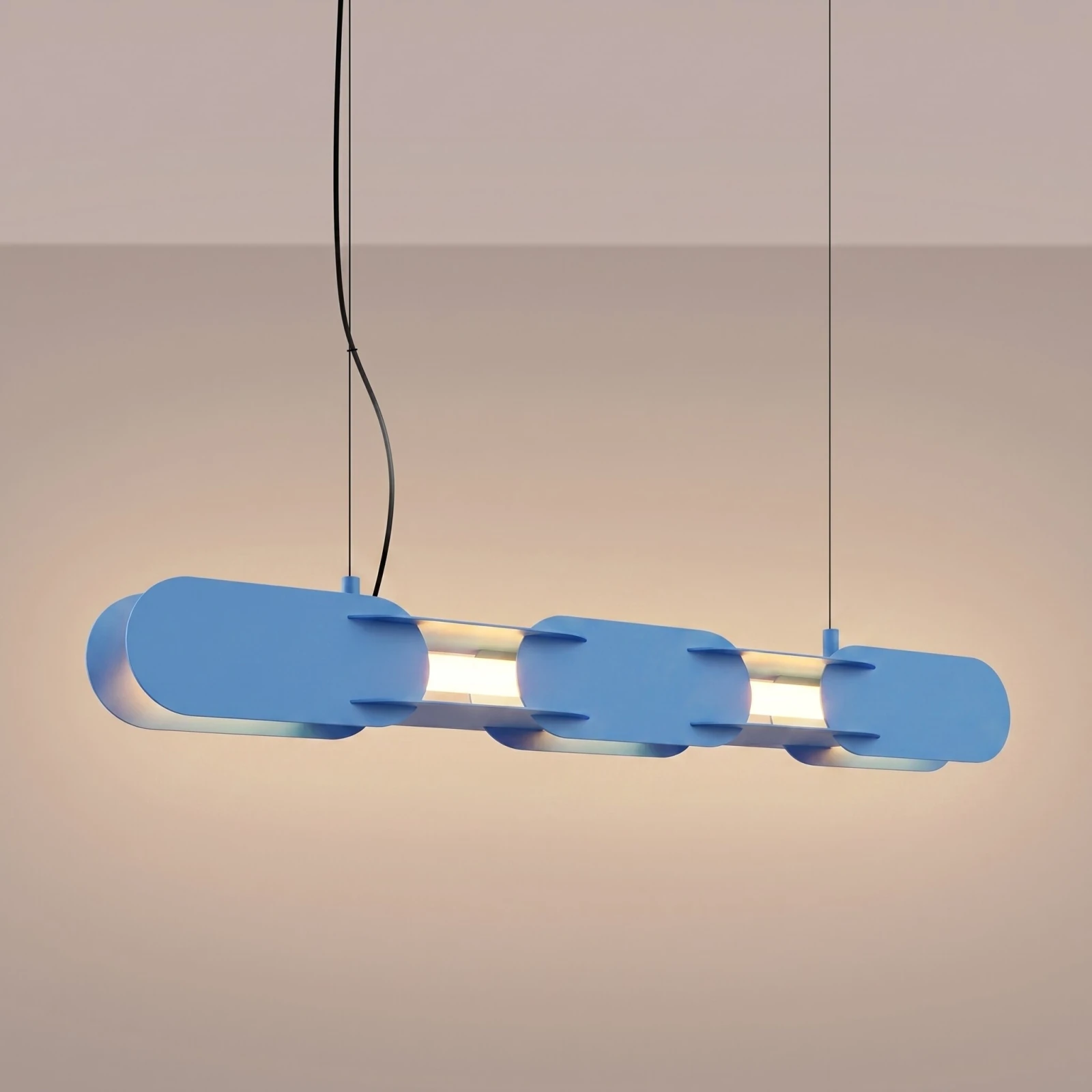 Pendant lamp 91 cm – linear, light blue, DALI dimmable