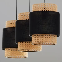 Pendant light 3 E27 – linear, black, woven shades - Image 3
