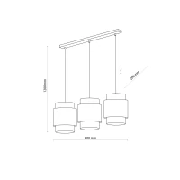 Pendant light 3 E27 – linear, black, woven shades - Image 4