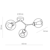 FAIRY ceiling light 3 x 15 W – black frame, glass shades - Image 4