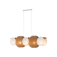 Pendant 15 W fixture – 5 linen and jute shades, wood beam - Image 13