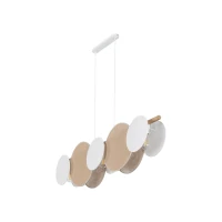 Pendant 15 W fixture – 5 linen and jute shades, wood beam - Image 14