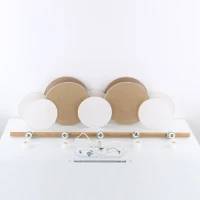 Pendant 15 W fixture – 5 linen and jute shades, wood beam - Image 16