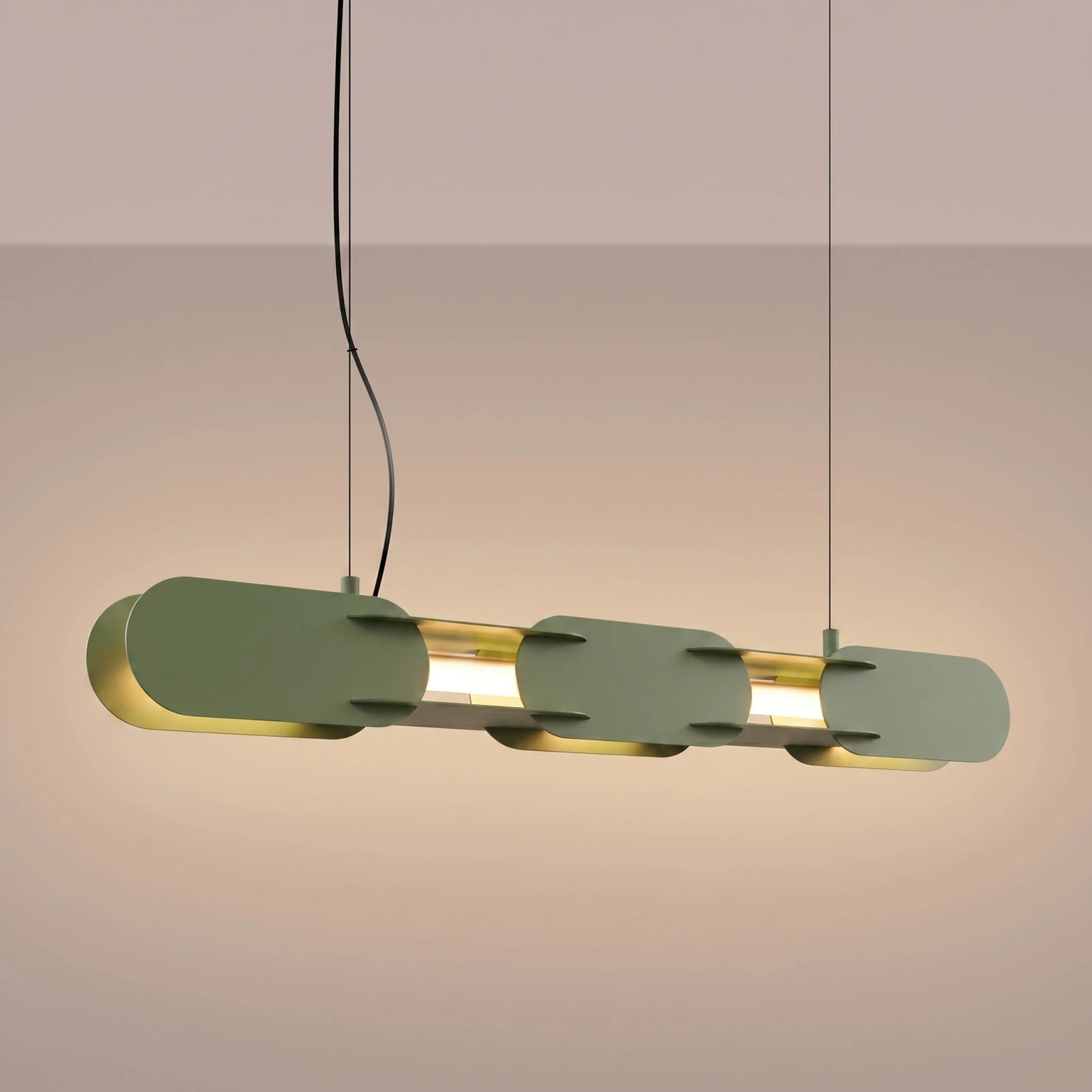 Pakabinamas šviestuvas 91 cm – linijinis, alyvuogių žalias, LED