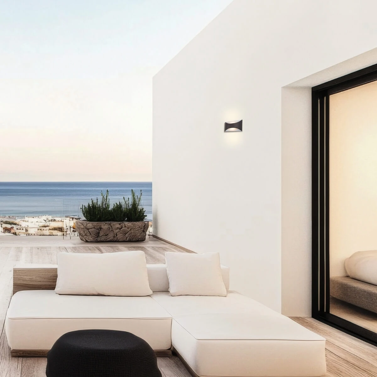 Dark Brown Curved LED Outdoor Wall Light