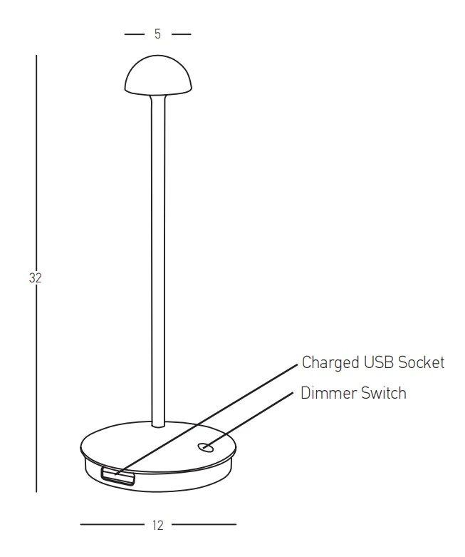 LED Portable Dimmable Table Lamp, 3000K IP54, White