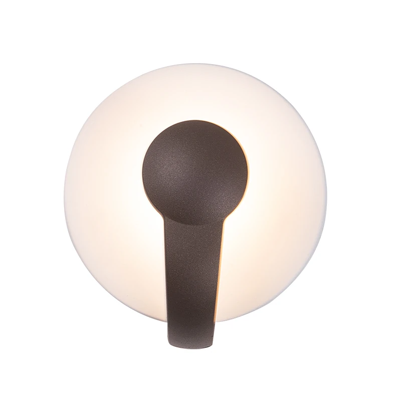 Round LED Outdoor Wall Light, Dark Brown & Sandy White