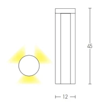 LED lauko stulpinis šviestuvas su 3 krypčių šviesa, grafito spalvos - Nuotrauka 4