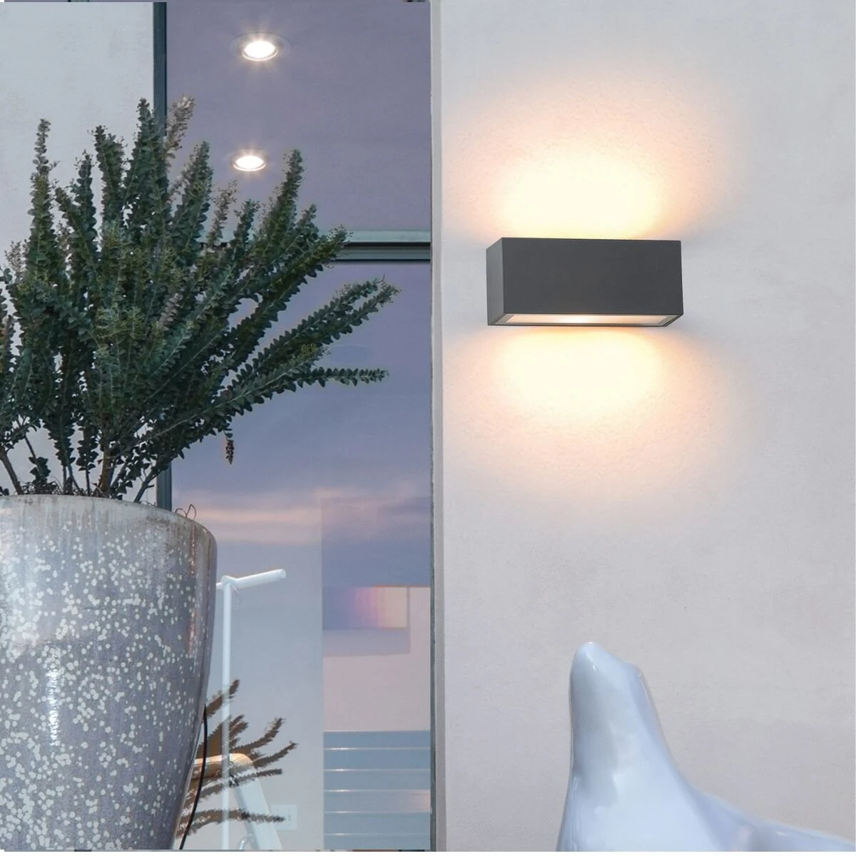 Graphite Outdoor Rectangular Wall Light E27 IP44