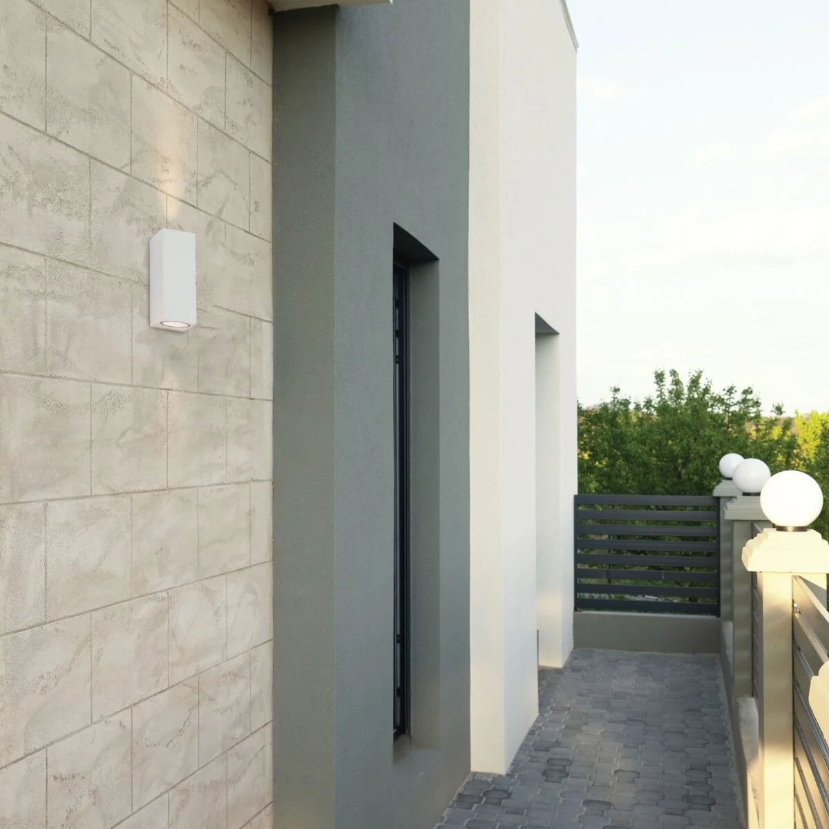 Matt White Outdoor Up/Down Wall Light IP54