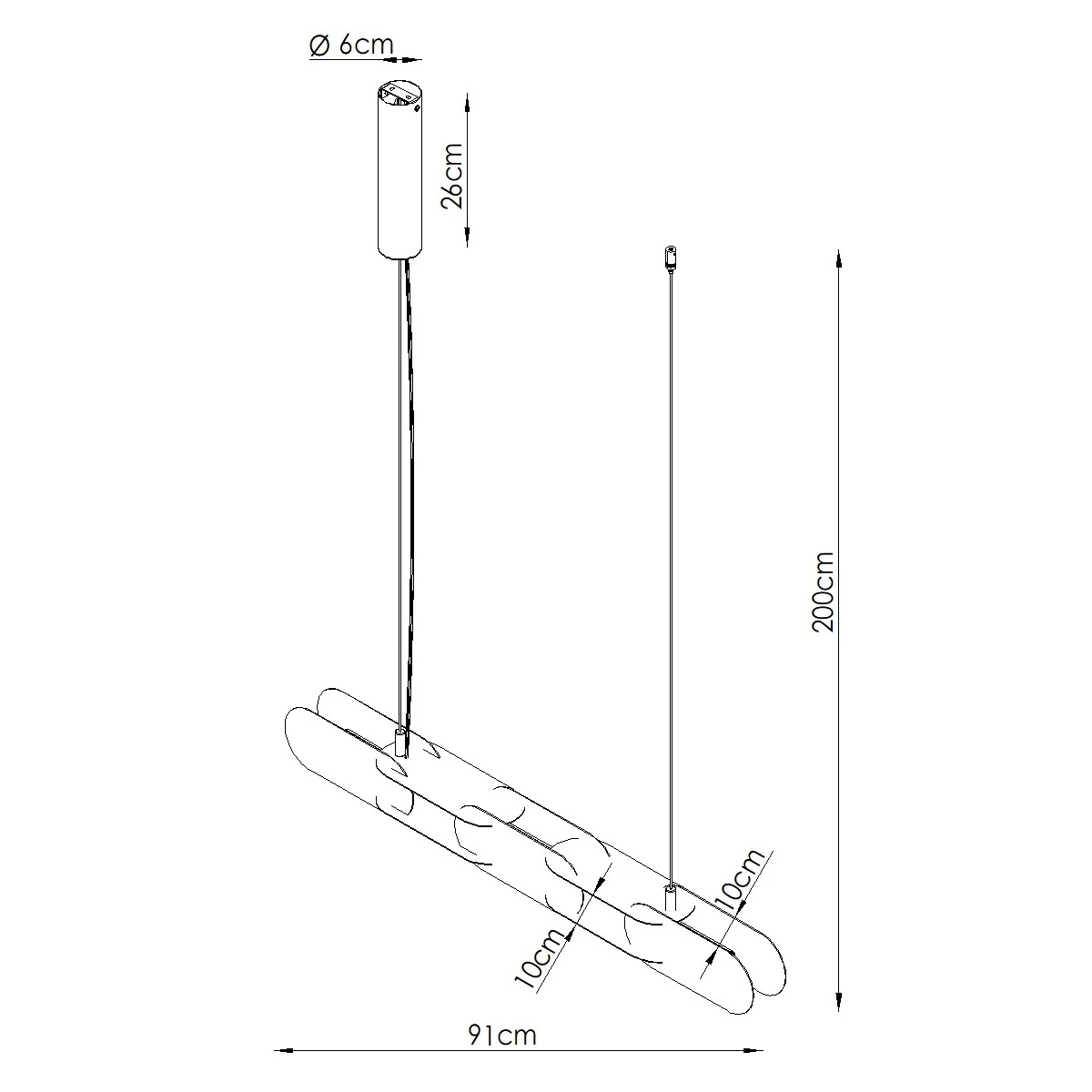 Pakabinamas LED šviestuvas 91 cm – linijinis, raudonas, DALI dimeriuojamas