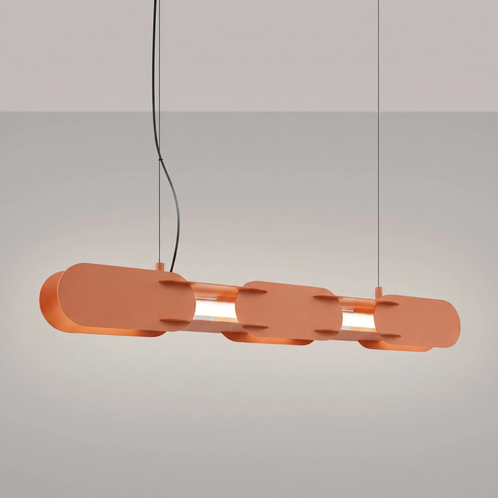 Pendant lamp 91 cm – linear, red ochre, CRI98 LED