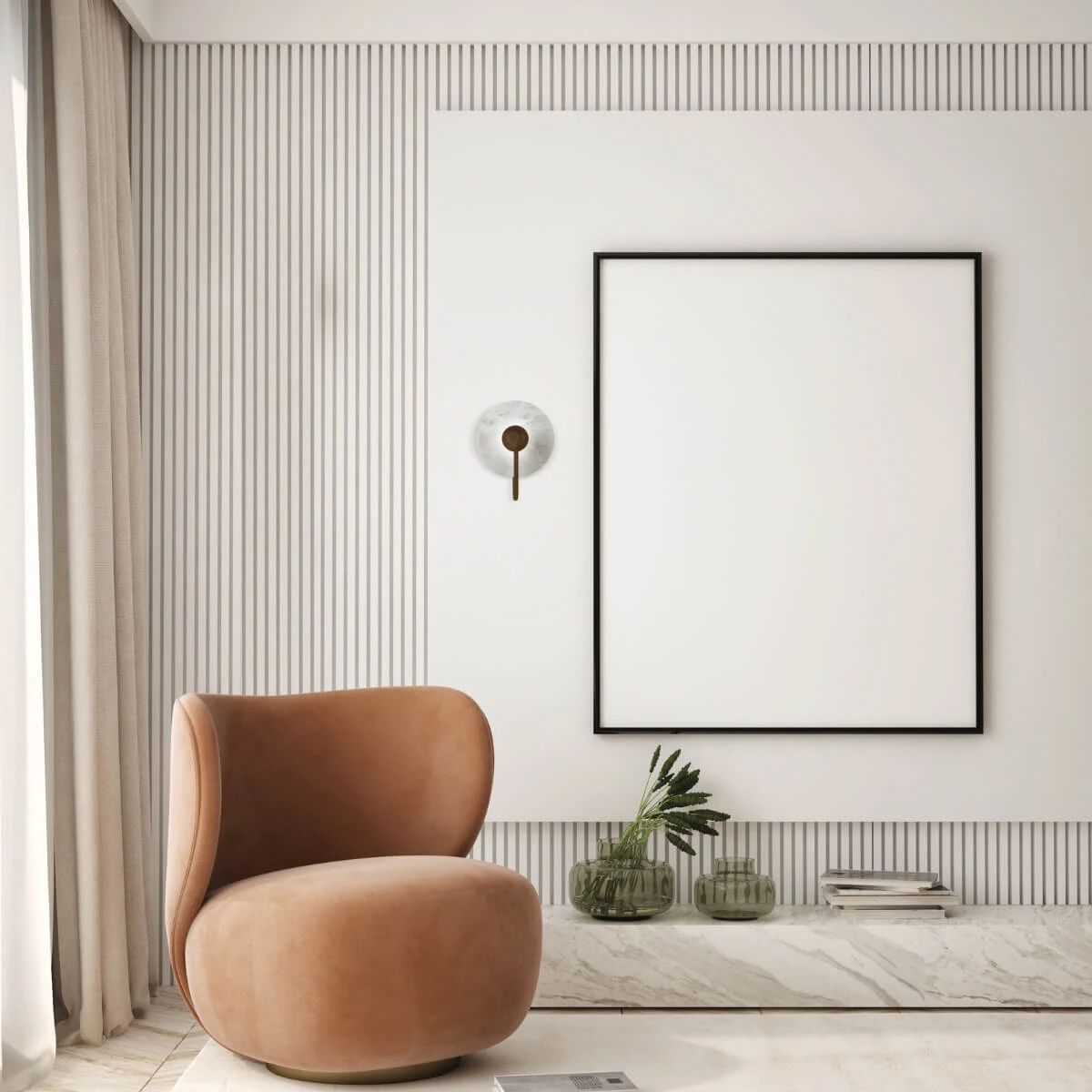 White Marble & Sandy Black Metal LED Wall Sconce