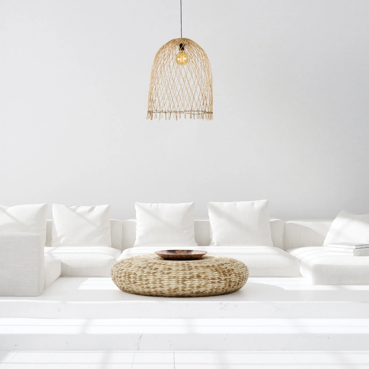 Natural Rattan Dome Pendant Light