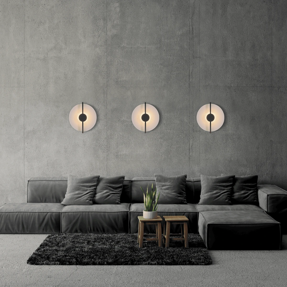 Modern Dimmable LED Wall Sconce | Black & Frosted Disc