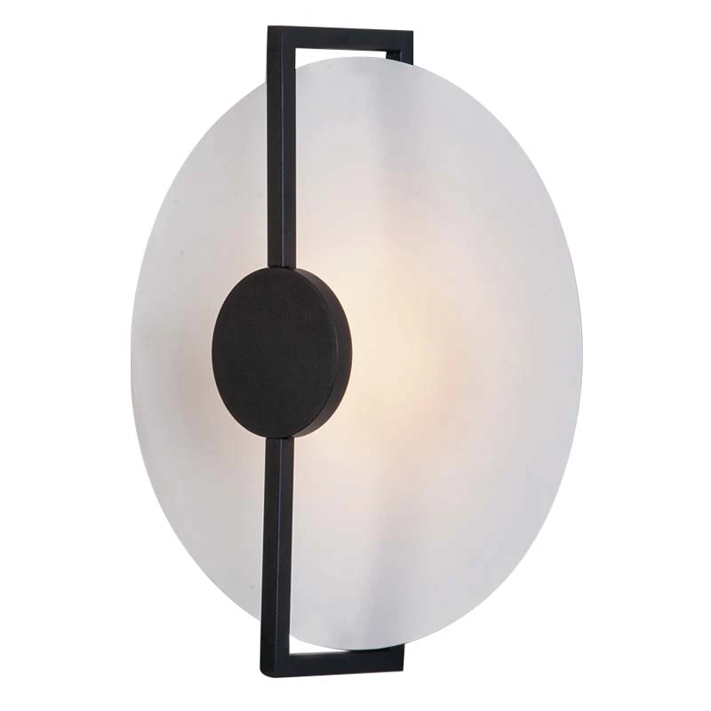 Modern Dimmable LED Wall Sconce | Black & Frosted Disc