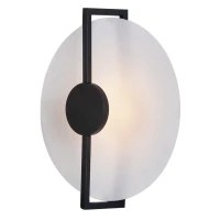 Modern Dimmable LED Wall Sconce | Black & Frosted Disc - Image 2