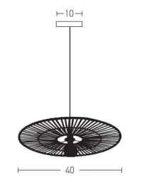 Pakabinamas šviestuvas iš bambuko ir juodo metalo, Ø40cm - Nuotrauka 4