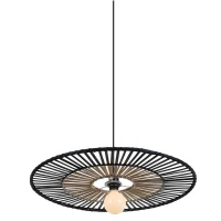 Pakabinamas šviestuvas iš bambuko ir juodo metalo, Ø40cm - Nuotrauka 2