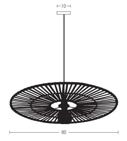 Radialinis Pakabinamas Šviestuvas iš Bambuko ir Metalo, Natūrali Balta, Ø80 cm