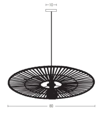 Radialinis Pakabinamas Šviestuvas iš Bambuko ir Metalo, Natūrali Balta, Ø80 cm - Nuotrauka 3