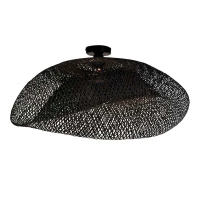 Black Woven Bamboo Ceiling Light E27 - Image 1