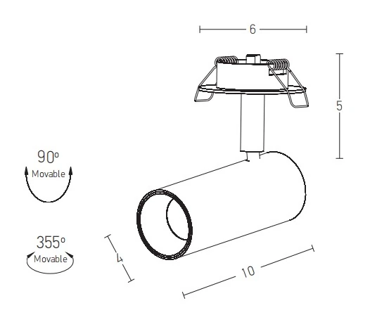 Adjustable Recessed LED Spot, 7W 3000K, Sandy Black, Ø4cm