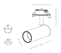 Adjustable Recessed LED Spot, 7W 3000K, Sandy Black, Ø4cm - Image 2