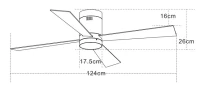 Modernus LED Lubinis Ventiliatorius su Šviesa, Dvipusiais Mentelėmis, 124cm - Nuotrauka 5