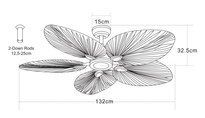 Tropical Palm Leaf Ceiling Fan 132cm