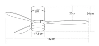 LED Lubinis Ventiliatorius su Kintama Balta Šviesa, 132 cm - Nuotrauka 3