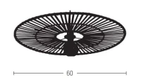 Natūralaus bambuko ir juodo metalo paviršinis lubinis šviestuvas 60cm - Nuotrauka 3