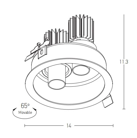 Recessed Movable LED Spotlight 18W 3000K Sandy Black