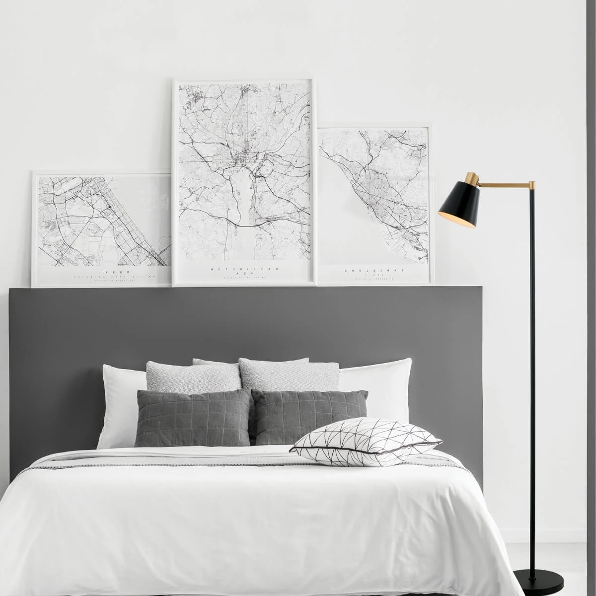 Black & Gold Matt Floor Lamp 159cm